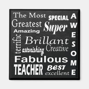 Best Teacher Chalkboard Subway Typography Art Magneet