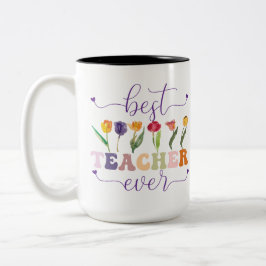 Best teacher ever, Custom mug  for teacher Tweekleurige Koffiemok