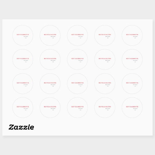 Best Teacher Ever Personalized Round Sticker (Feuille)