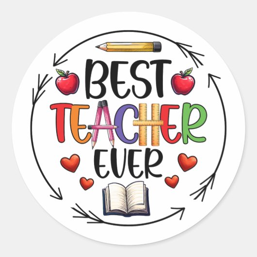 Best Teacher Ever Sticker – Fun Appreciation (Devant)