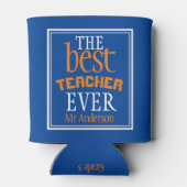 Best Teacher Ever Typography Blue Blikjeskoeler (Achterkant)