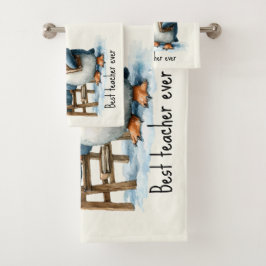 Best Teacher Ever Winter Penguin Design Bad Handdoek