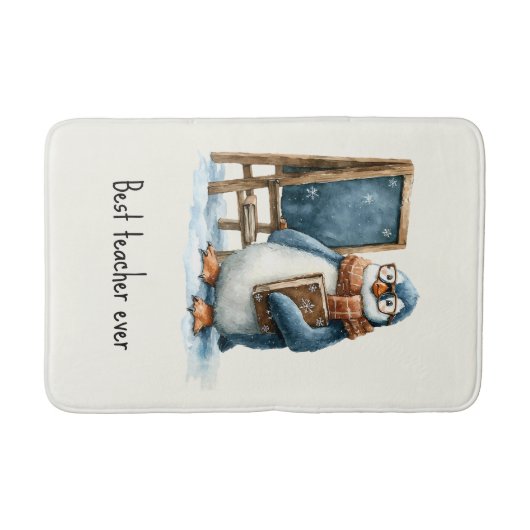Best Teacher Ever Winter Penguin Design Badmat (Voorkant)