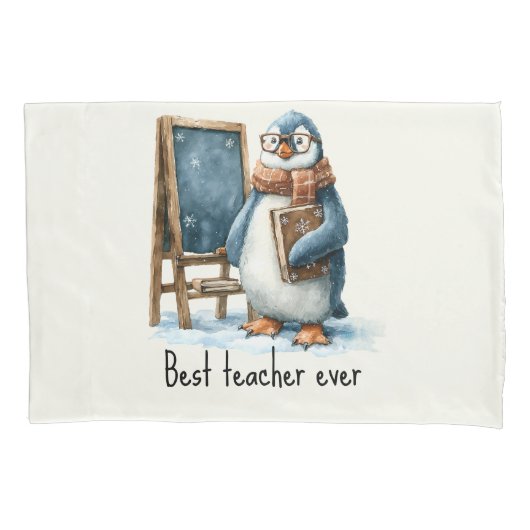 Best Teacher Ever Winter Penguin Design Kussensloop (Voorkant)