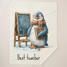Best Teacher Ever Winter Penguin Design Sherpa Deken