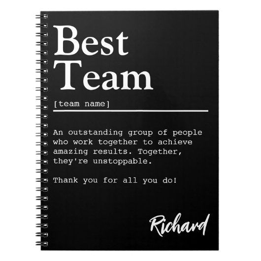 Best Team Definition Custom Team Appreciation Notitieboek (Voorkant)