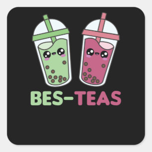 Best-Teas - Bubble Tea Kawaii Boba Tea Love Vierkante Sticker