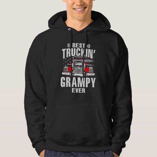 Best Truckin' GRAMPY Ever USA Flag Father's Day Hoodie (Voorkant)
