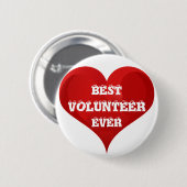 Best Volunteer Ever Red Heart Button (Voorkant /achterkant)