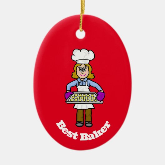 Best Vrouw Baker kerstversiering Keramisch Ornament (Voorkant)