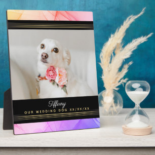 Best Wedding Dog Genoemd foto Sjabloon Roze Paars Fotoplaat