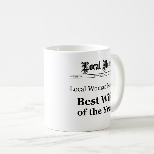 Best Wife of The Year Newspaper Front Mug (Devant droit)