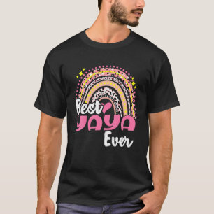 Best Yaya Ever Funny Roze Leopard Rainbow Mothers T-shirt