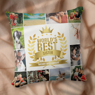 Best zuster 12 Photo Collage ter wereld Kussen