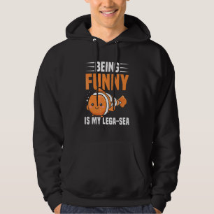 Bestaan is mijn lega zee woordspeling voor een clo hoodie