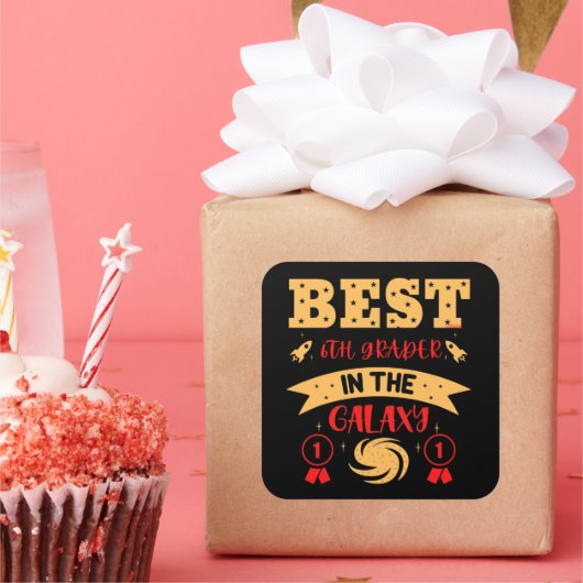 BESTE 6E GRADER IN DE GALAXY grappig Vierkante Sticker (Feest)