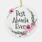 Beste Abuela ooit Print Boho Bloemen Kerstmis Keramisch Ornament (Voorkant)