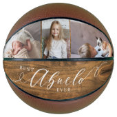 Beste Abuelo Ever Script Woodgrain Fotocollage Basketbal (Voorkant)