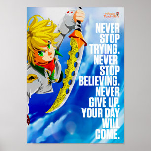 Beste Anime citeert over nooit het opgeven Poster
