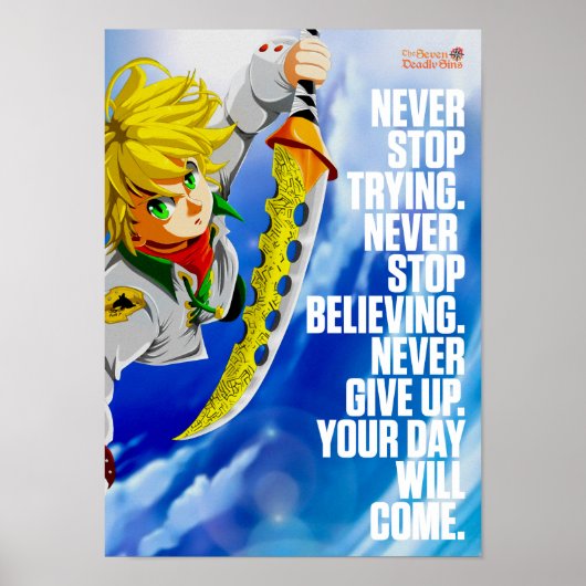 Beste Anime citeert over nooit het opgeven Poster (Voorkant)