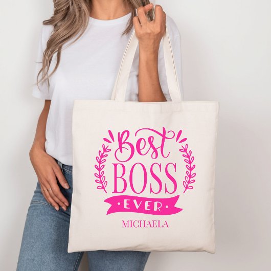 Beste baas ooit gepersonaliseerde krans tote bag