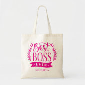 Beste baas ooit gepersonaliseerde krans tote bag (Voorkant)