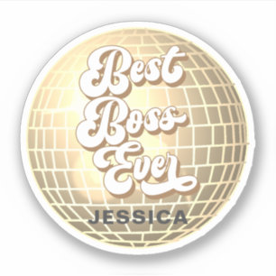 Beste baas ooit Gouden Disco Ball Retro Aangep Sticker