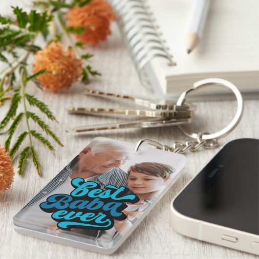 Beste Baba Ever | Foto opa Sleutelhanger (Voorkant Rechts)