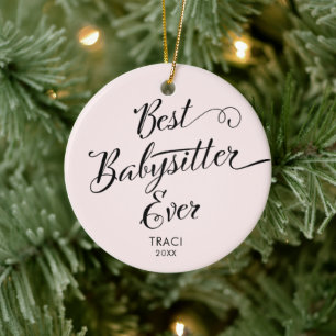 Beste Babysitter Ooit Moderne Calligrafie Op Maat Keramisch Ornament