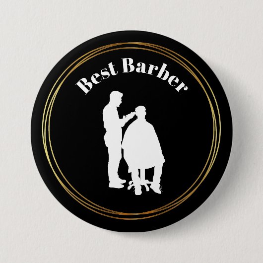 Beste Barber-Button met Barber Silhouette Ronde Button 7,6 Cm (Voorkant)