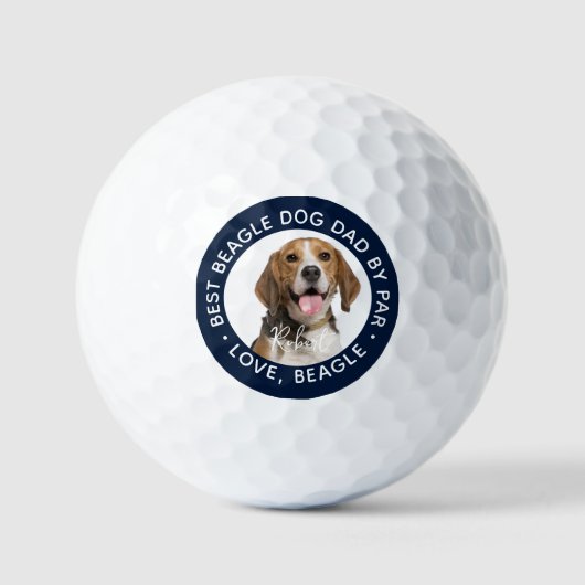Beste Beagle Dog Dad van Far Pet Foto Custom Golfballen (Voorkant)