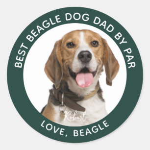 Beste Beagle-hondenpapa ooit Huisdierfoto Op Maat Ronde Sticker