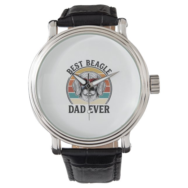 Beste Beagle Papa Ooit Vintage Beagle T-shirt Ontw Horloge (Voorkant)