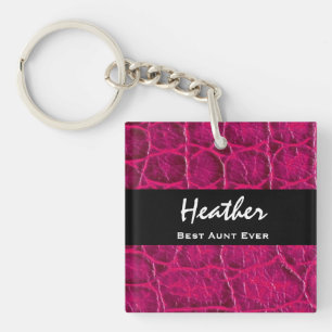 Beste BEDRAG ooit Hete roze alligator print cadeau Sleutelhanger