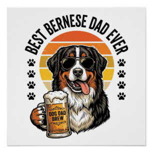 Beste Berner Vader Ooit Vintage Hond Bier Shirt On Perfect Poster