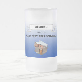 Beste bier-sommelier donkerblauwe witte verloop fo matglas bierpul