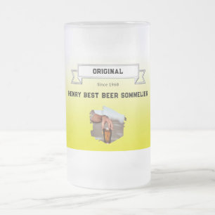 Beste bier Sommelier Geel Wit Gradient & Foto Matglas Bierpul