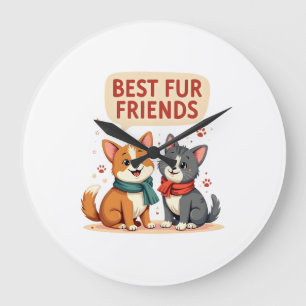 Beste bont vrienden vintage schattige kat en hond  grote klok