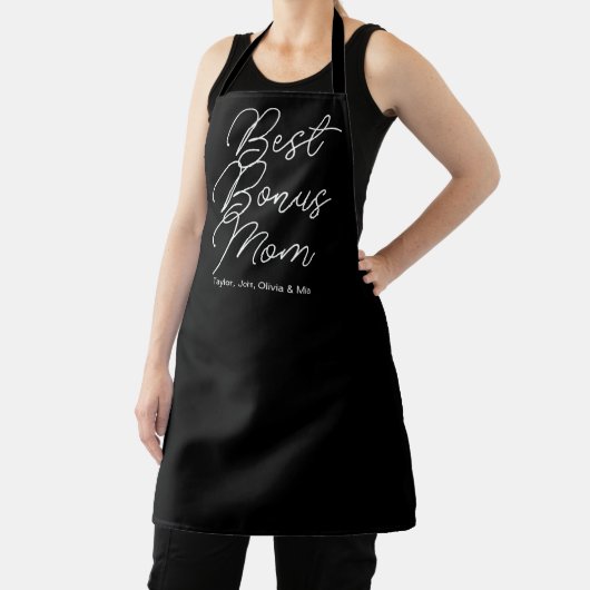 Beste Bonus Moeder zwart modern script stap kinder Schort (Insitu)