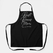 Beste Bonus Moeder zwart modern script stap kinder Schort (Voorkant)