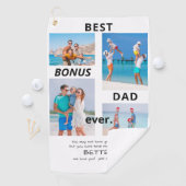 Beste Bonus Vader Ooit Stepdad 4 Foto Vaderdag Golfhanddoek (Insitu)