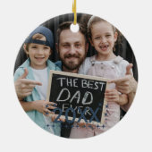 Beste bonus Vader Ooit, Vader Kinderen 1-Foto Keramisch Ornament (Achterkant)