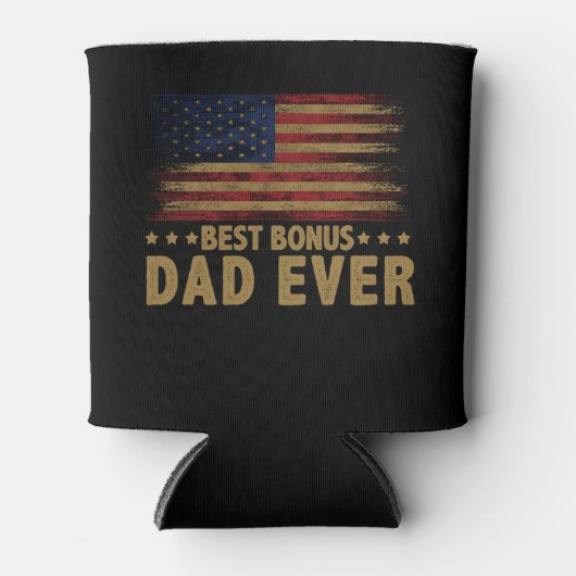 Beste bonusvader ooit voor Stepdad American Flag Blikjeskoeler (Voorkant)