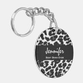 Beste borden ooit - Aangepaste naam zwart - witte Sleutelhanger (Voorkant Links)