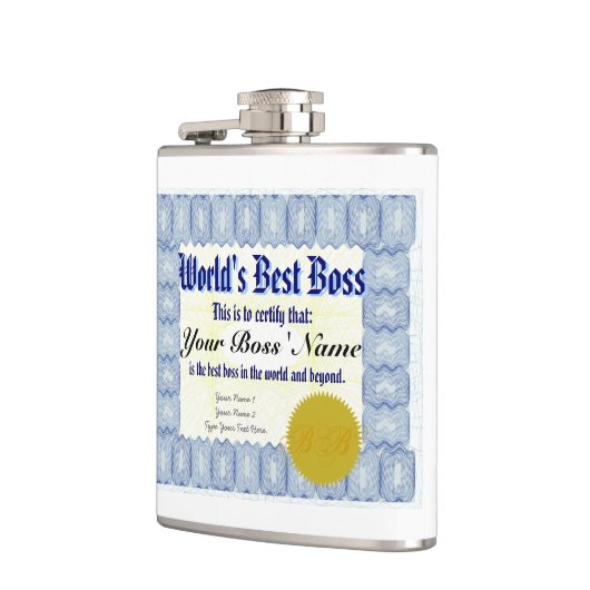 Beste Boss-certificaat ter wereld Heupfles (Links)