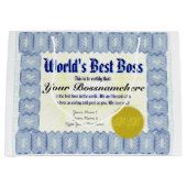 Beste Boss-certificaat ter wereld Large Cadeautasje (Voorkant)
