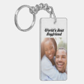 Beste Boyvriend foto zwarte 3d tekst Sleutelhanger (Voorkant Links)