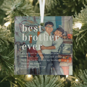 Beste Broer Ooit Citaat & Foto Cadeau Glas Ornament