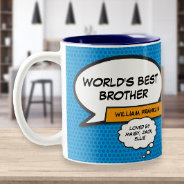 Beste broer ooit Cool Modern leuk stripboek Blauw Tweekleurige Koffiemok