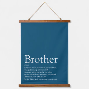 Beste broer ter wereld definitie blauw hangend wandkleed